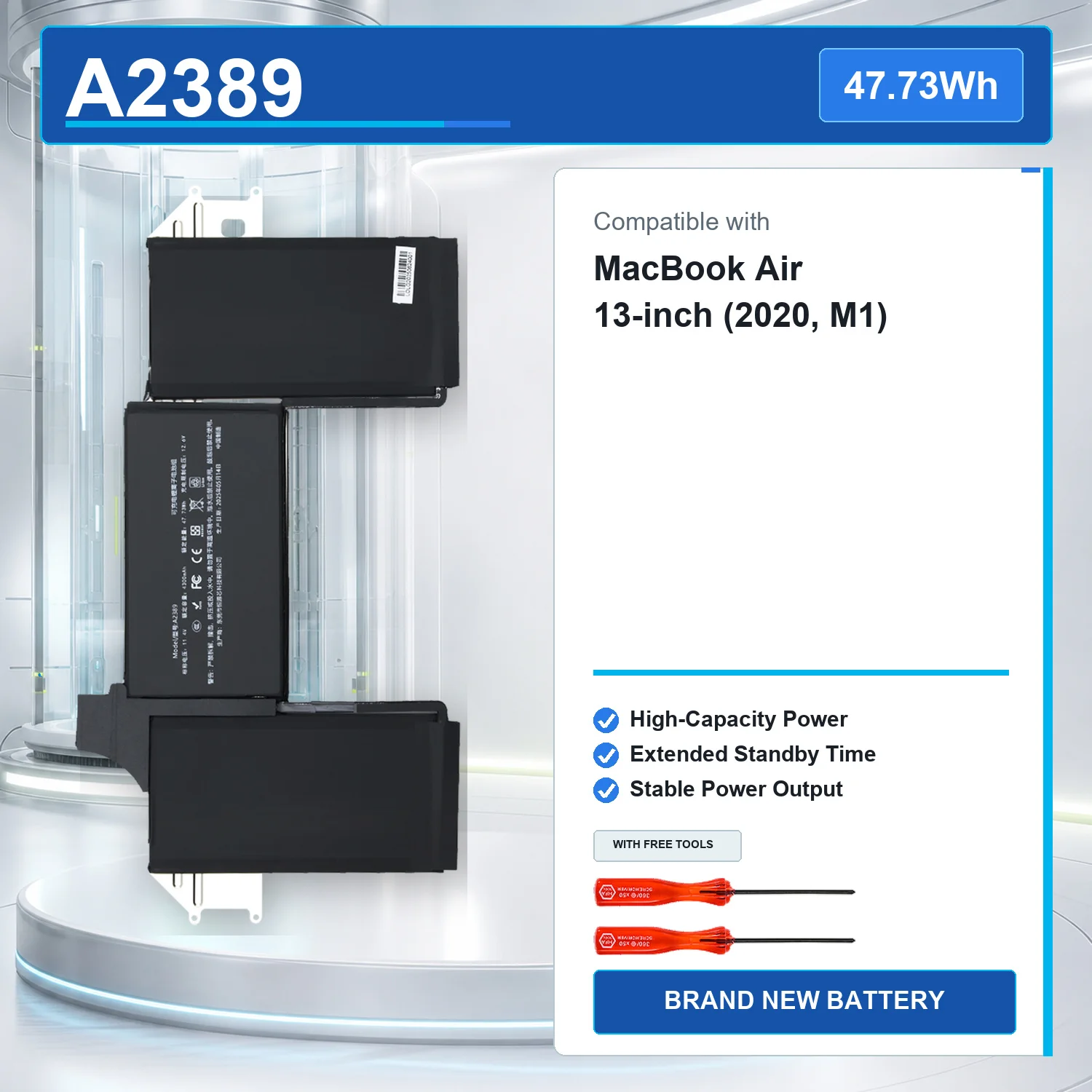 A2389 47.73Wh 11.4V Laptop Battery For Apple MacBook Air 13 A2337 M1 2020 EMC3598 MGN63LL MGN73LL