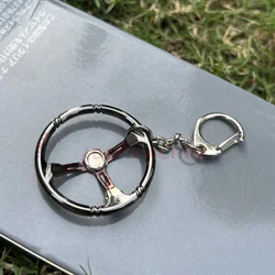 Creative Metal Car Keychain Key Chain Rings Zinc Alloy Steering Wheel Shape Car Refitting Wheel Hub Hanging Pendant Decor