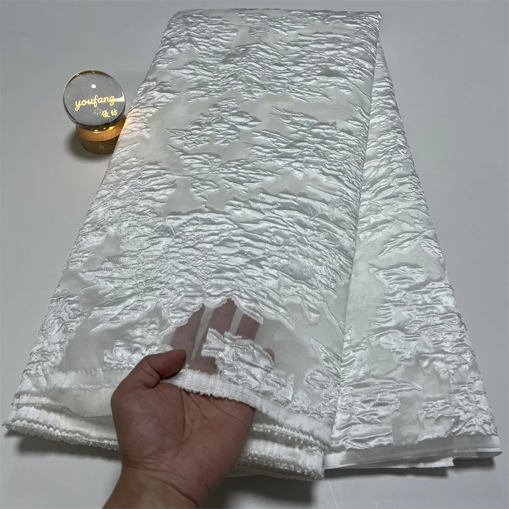 2027 African Nigerian Organza Jacquard Tulle Embroidery Lace Fabric for Bridal Gown, Wedding Dress and Evening Wear , 5 Yards