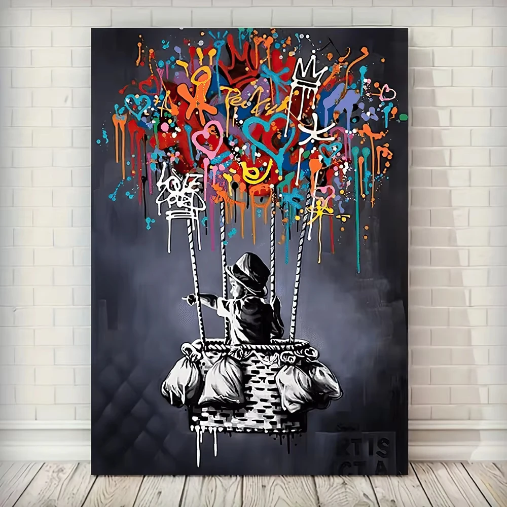 AA Classic Abstract Wall  Banksy Street Graffiti Wall  HD Canvas Print Poster Home Living Room Bedroom Decoration
