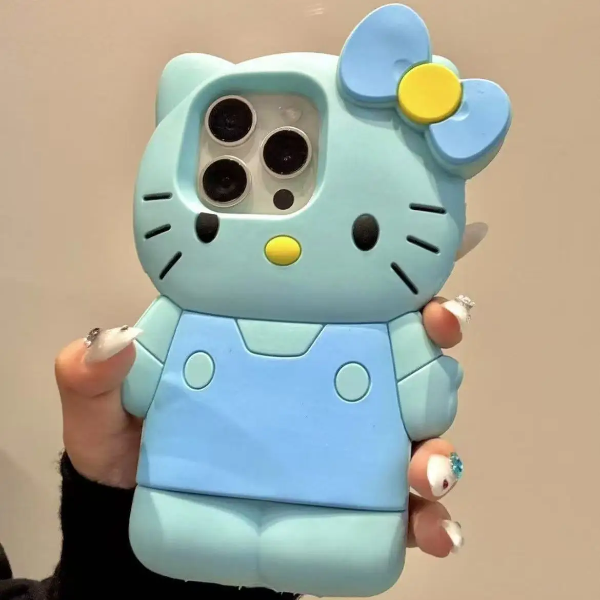 

Корейский чехол для телефона Hello Kitty Light Blue KT Cat для iPhone 16, 15, 14, 13, 12, 11 Pro Max Plus 16E 17, силиконовый чехол с рисунком из мультфильма