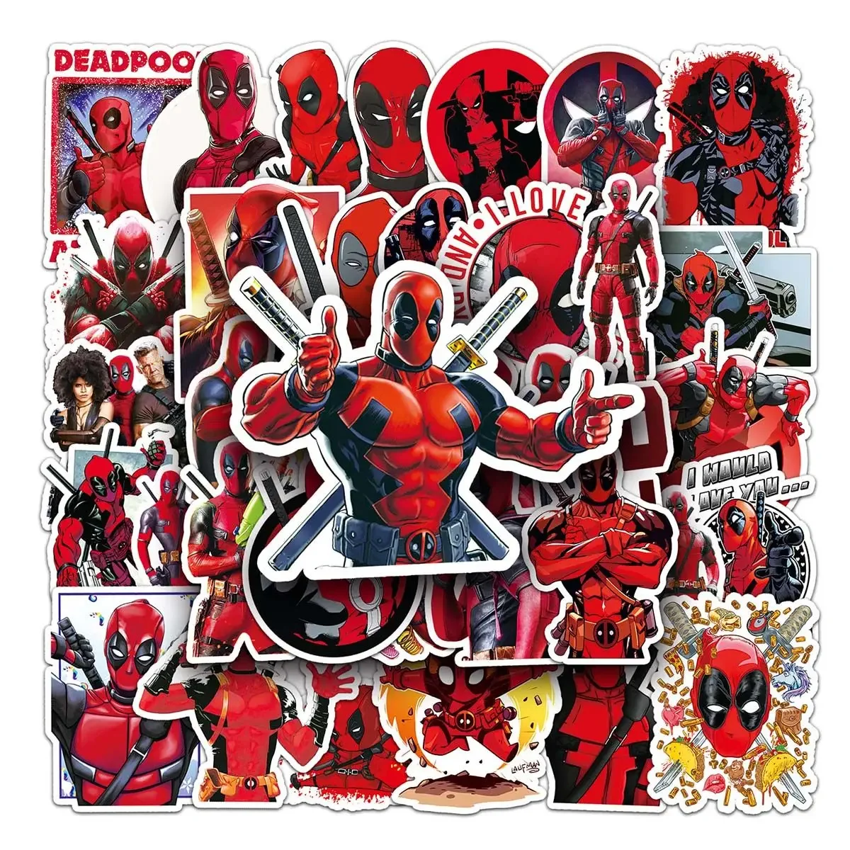 Marvel Cartoon Adesivos, Deadpool, Corvo, Decorativo, Caderno, Caso, Skate, Bagagem, Geladeira, Atacado, 50Pcs