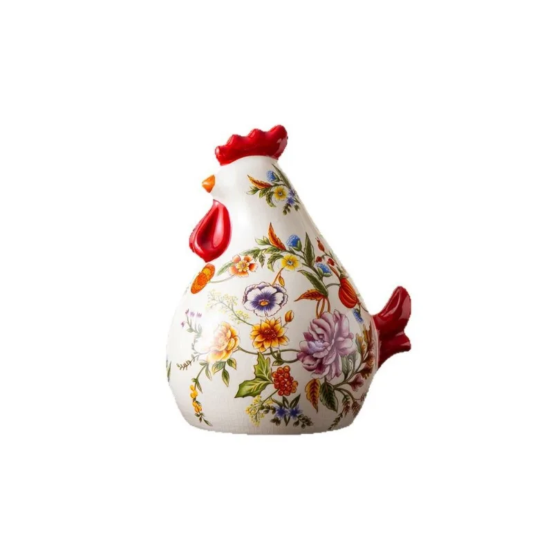American retro ceramics hand-painted rooster handicrafts living room porch TV cabinet home ceramic ornaments