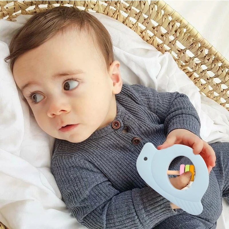 Baby Silicone Animal Rattle Cute Bird Handbells Toys BPA-Free Newborn Safe Teether Molar Toy Educational Children Rattles Gift