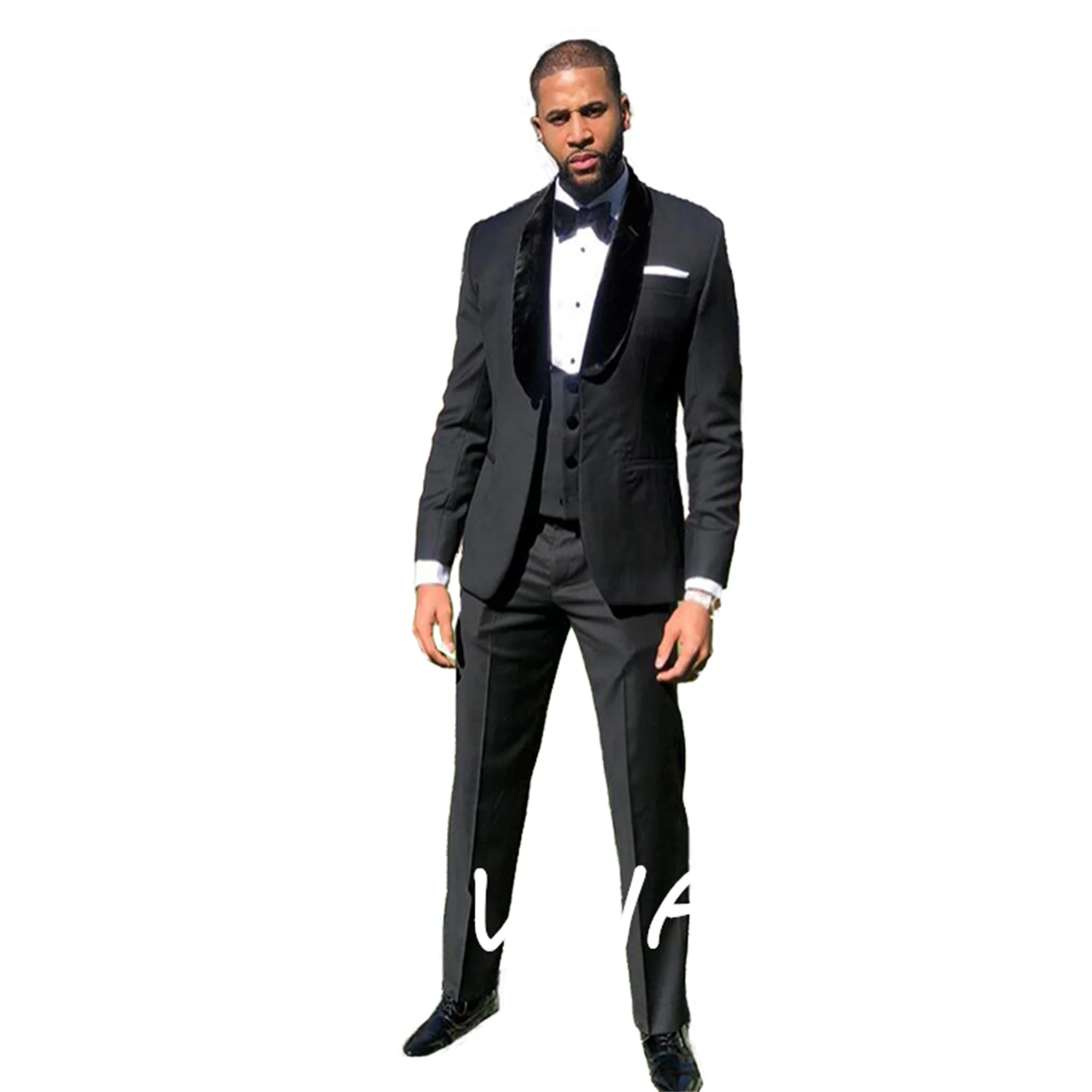 

CustomizedBlack Wedding Tuxedos Big Shawl Slim Fit Groom Suits Groomsmen Prom Party Dinner Business Three Piece Suits (Jacket+Pa