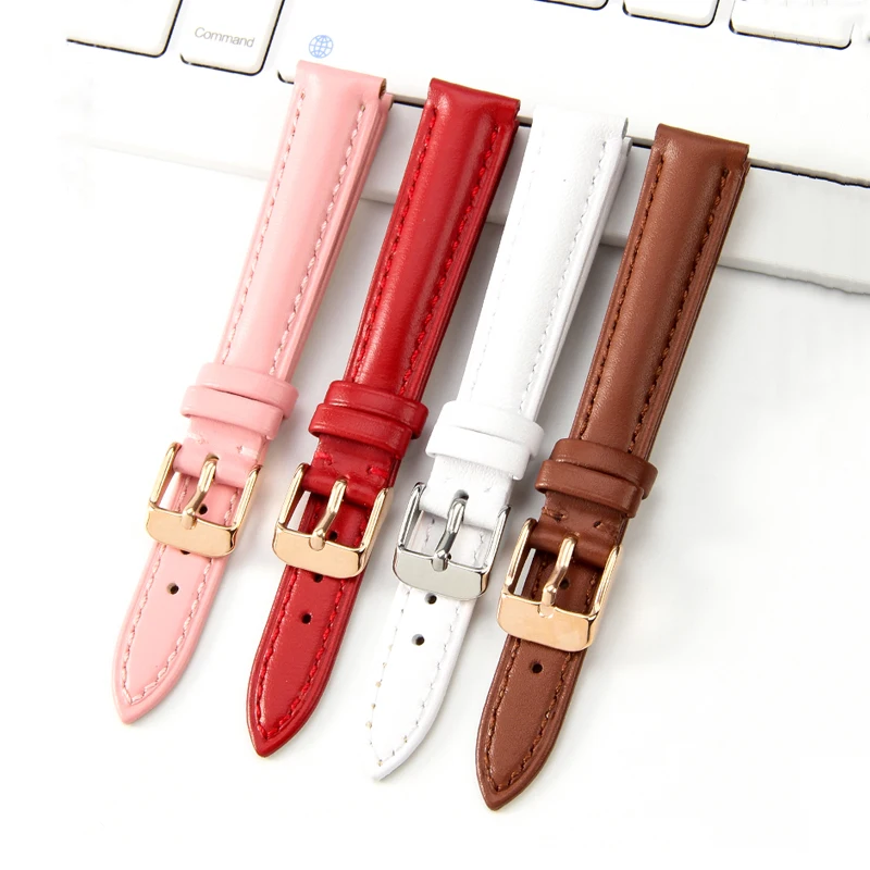 (flash sale)Soft Watch Leather Strap Accessories Green Purple Durable Genuine Leather Band 10mm 12mm 14mm 16mm 18mm-24mm