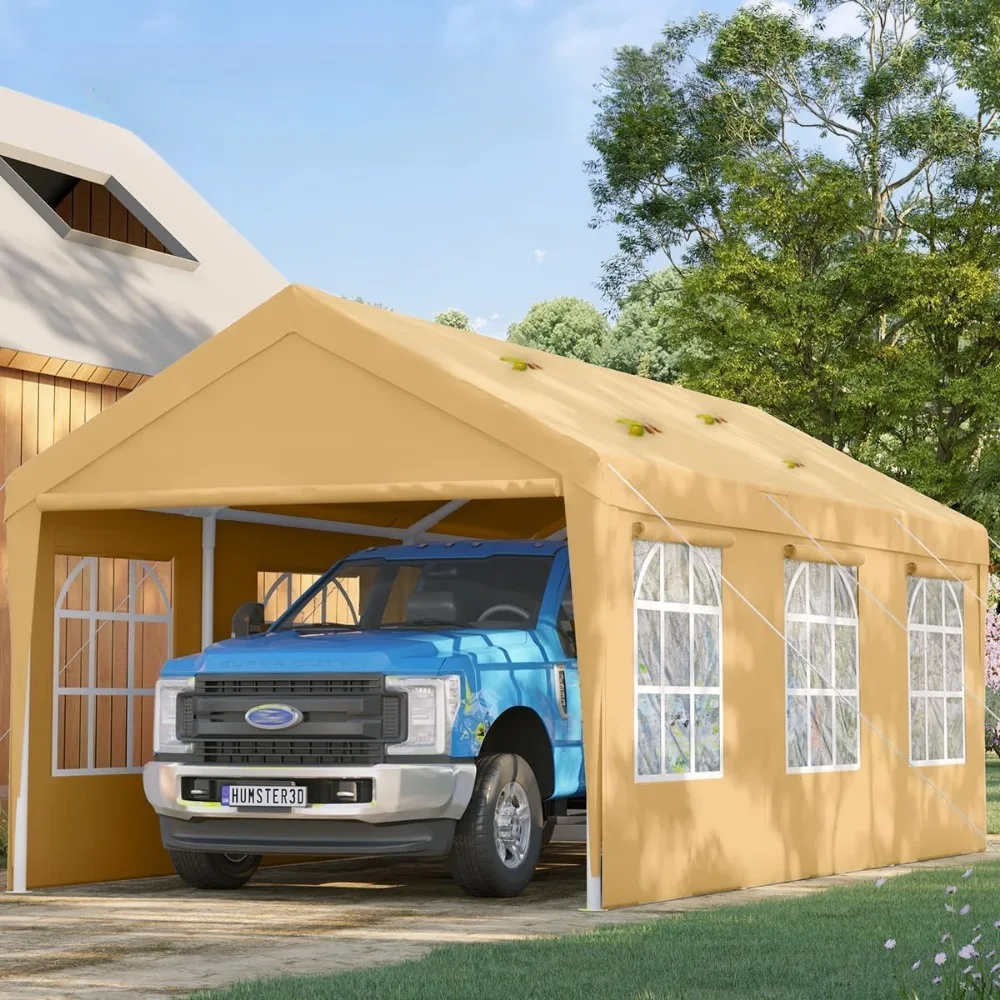 

10'x20' Carport, Garage with Sidewalls and Rollable Windows, Carport