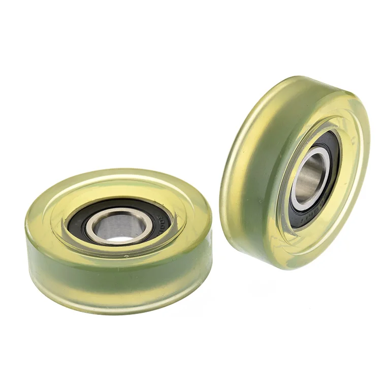 Picture 6: 1pc 6001RS bearing pulley rubber wheel PU polyurethane rolling flat pressure wheel silent pulley 12 * 45 * 14mm