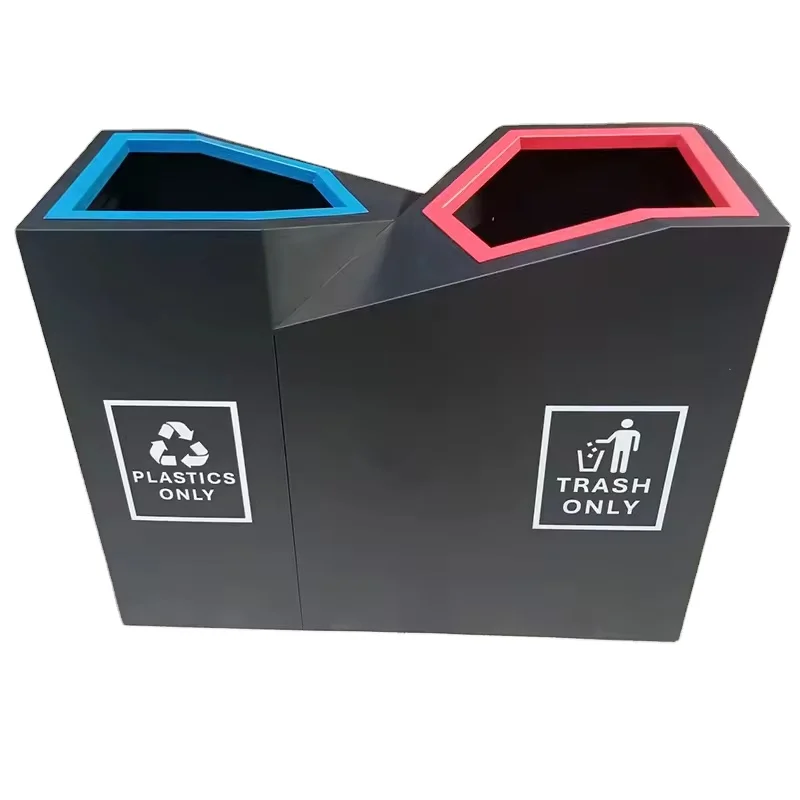 

OEM/ODM Outdoor Metal Slat Garbage Socket Commercial Trash Can Plaza Hotel Street Trash Can