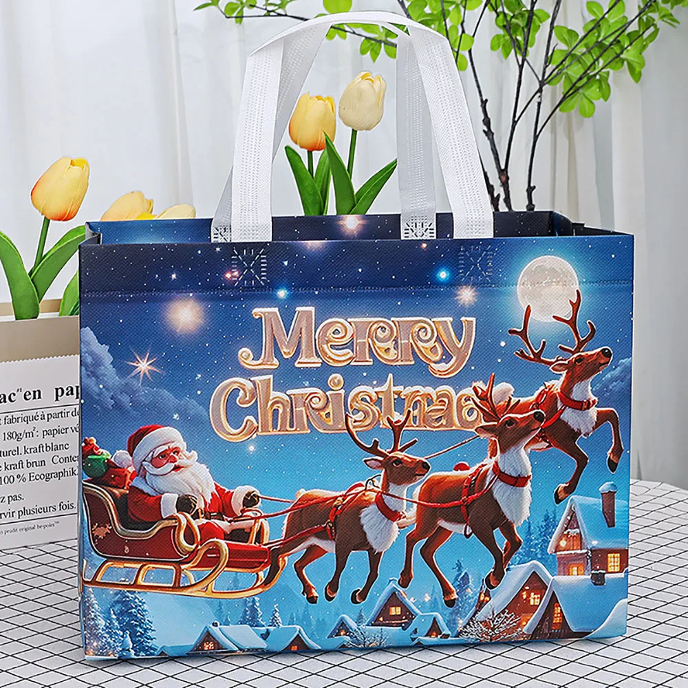 

Новая нетканая сумка для рождественского подарка, сумка для покупок, Санта-Снеговик, рождественская елка, конфеты, подарочная упаковка, сумка Xmas 2026, новогодний декор, большая сумка