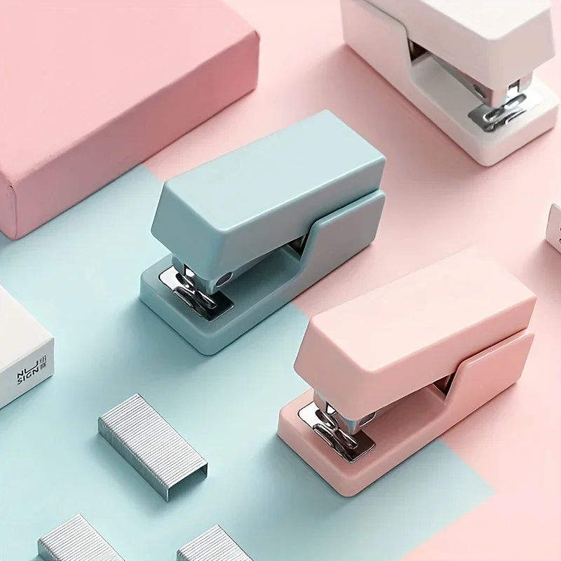 Mini Stapler Set Portable Color Paper Binding Machine Use 24/6 26/6 Staples Fashion Stationery Office Supplies