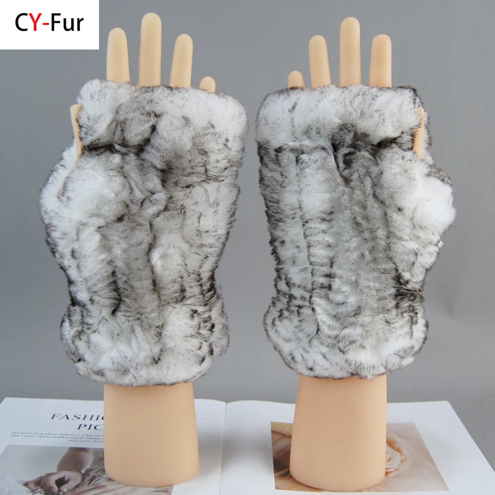 

Hot Sale Winter Real Fur Golve Women Outdoor Warm 100% Real Rex Rabbit Fur Gloves Knit Thick Natural Soft Rex Rabbit Fur Mittens