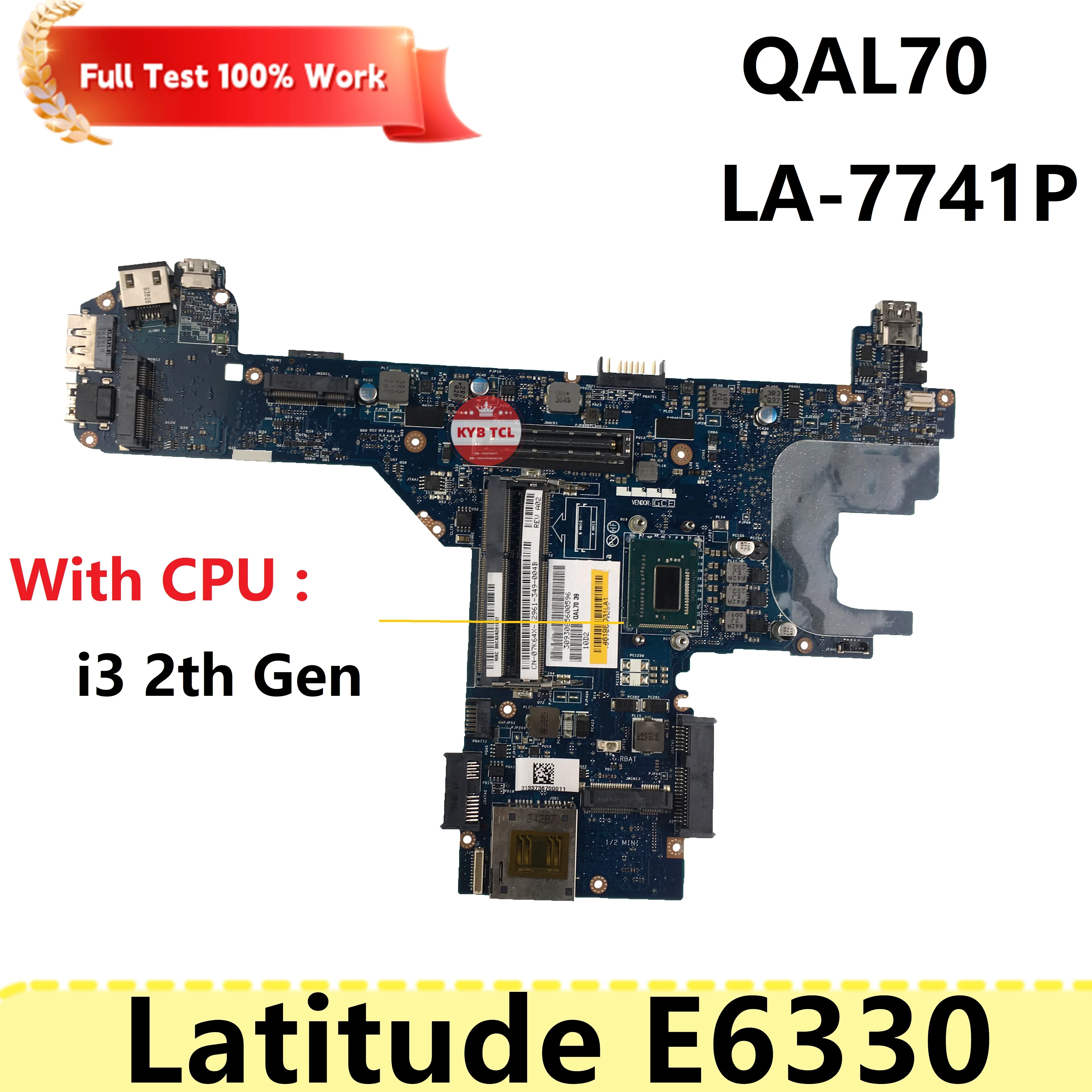 QAL70 LA-7741Pเมนบอร์ดสําหรับDELL Latitude E6330 แล็ปท็อป 0J4JVG 0GKG7P 07K64X 7K64X CN-0VVT4M 0VVT4M VVT4Mโน้ตบุ๊ค