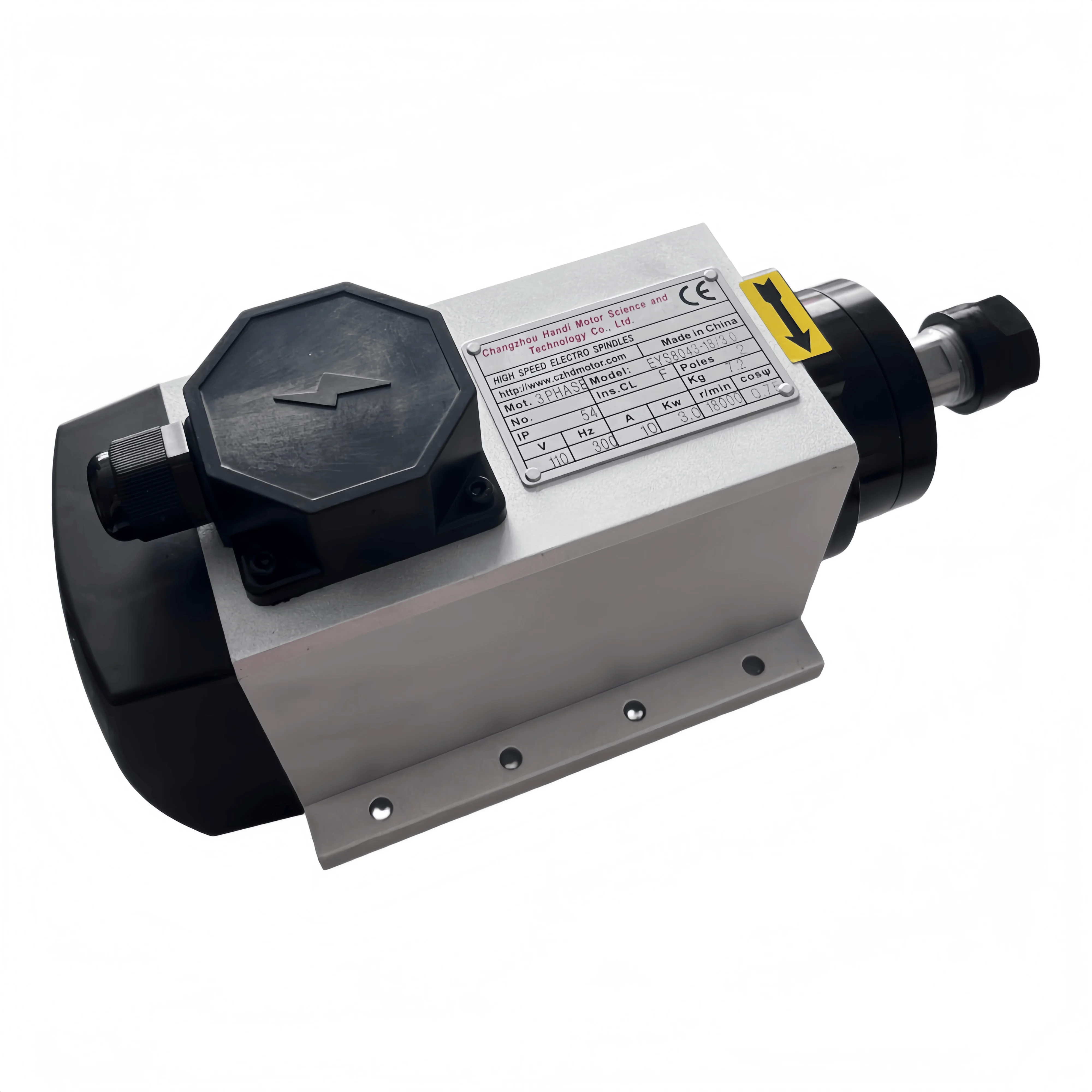 High Speed 3KW ER20 Air Cooled Square Flanged CNC Spindle Motor Bearing Inverter Drive 1 Year Warranty for CNC Engraving Machine