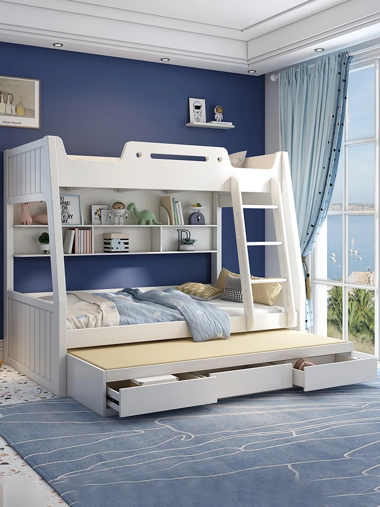 Height-Adjustable Bed Bunk Bed Small Apartment Child and Mother Combined Bed Children Bunk Bed Bunk Bed Upper and Lower