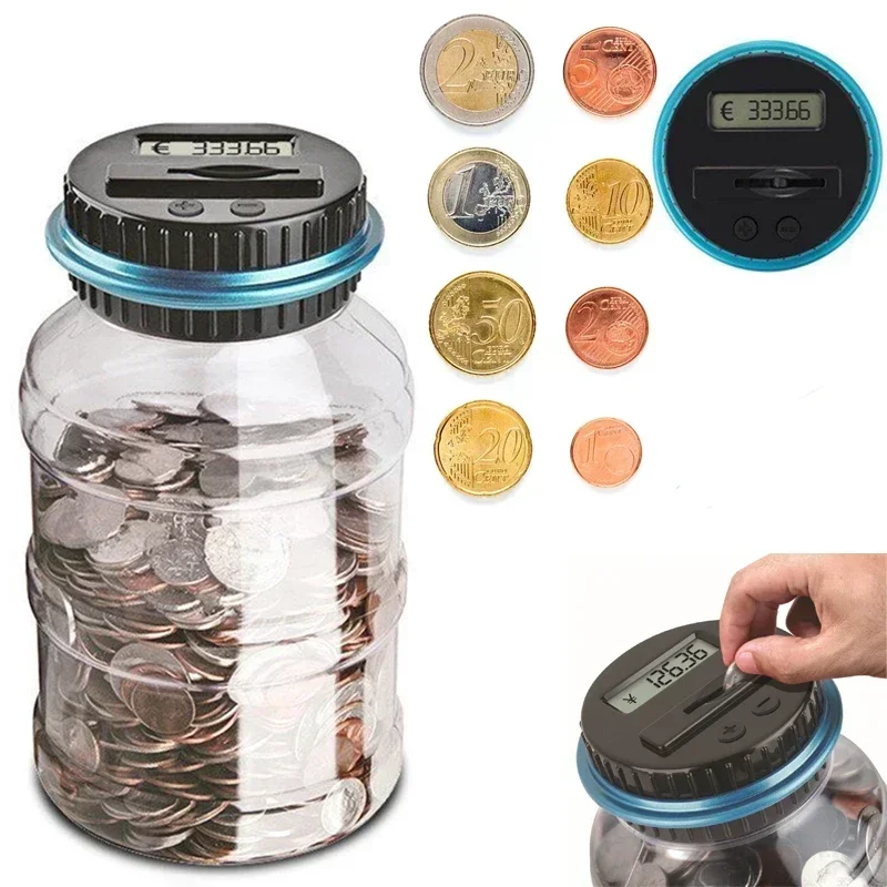 Hucha electrónica, contador de monedas, LCD Digital, caja de ahorro de dinero, tarro, caja de almacenamiento de monedas para USD, EURO, dinero, regalos, Reino Unido