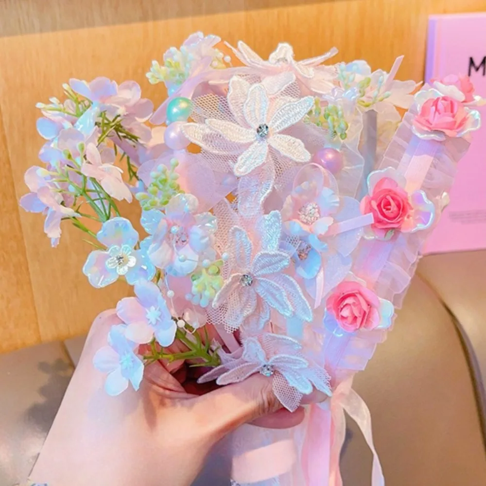 

2025 Artificial Flower Crown Headband For Girls Sweet Floral Hair Hoop Party Headwear Wedding Hairband Children Hair Accessories