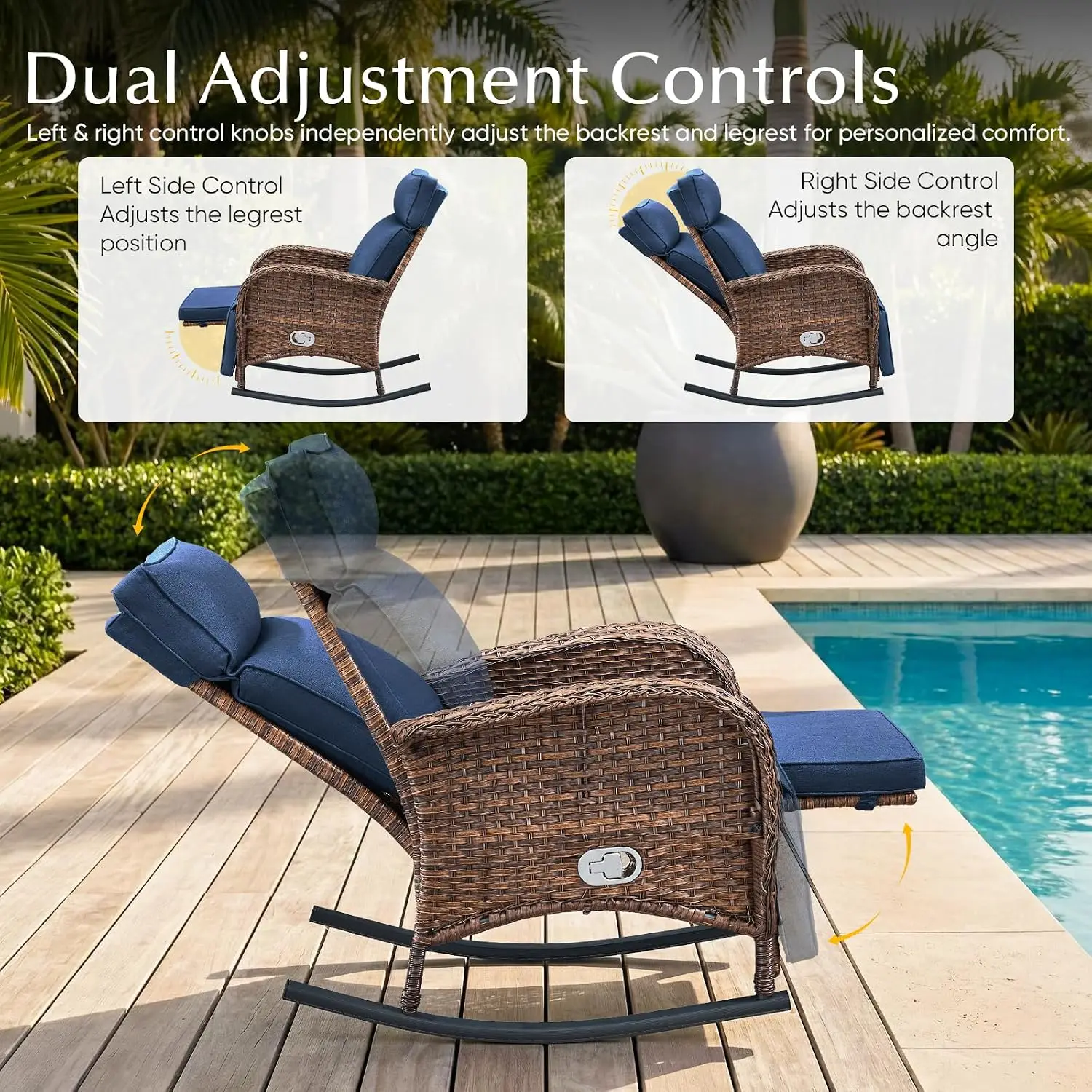 Wicker Patio Set With Propane Fire Pit, Outdoor Swivel Rocker Chair 2 With Side Table, All-Weather Set For Pool Deck, Customized