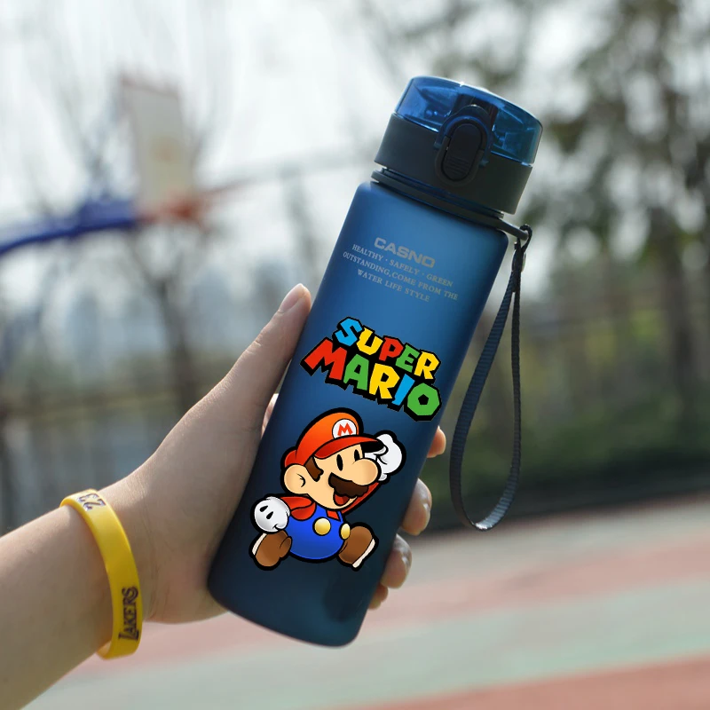 Super Mario 560ML Water Cup Children Portable Plastic Cartoon Luigi Outdoor Large Capacity Sports Water Bottle Holiday Gifts