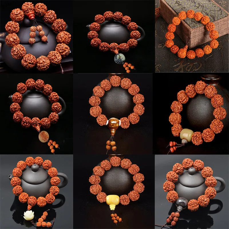 Nature Vajra Bodhi Rudraksha Bracelets Men Meditation Mala Bead Bracelets for Women Jewelry New Prayer Tibetan Buddhism Bracelet