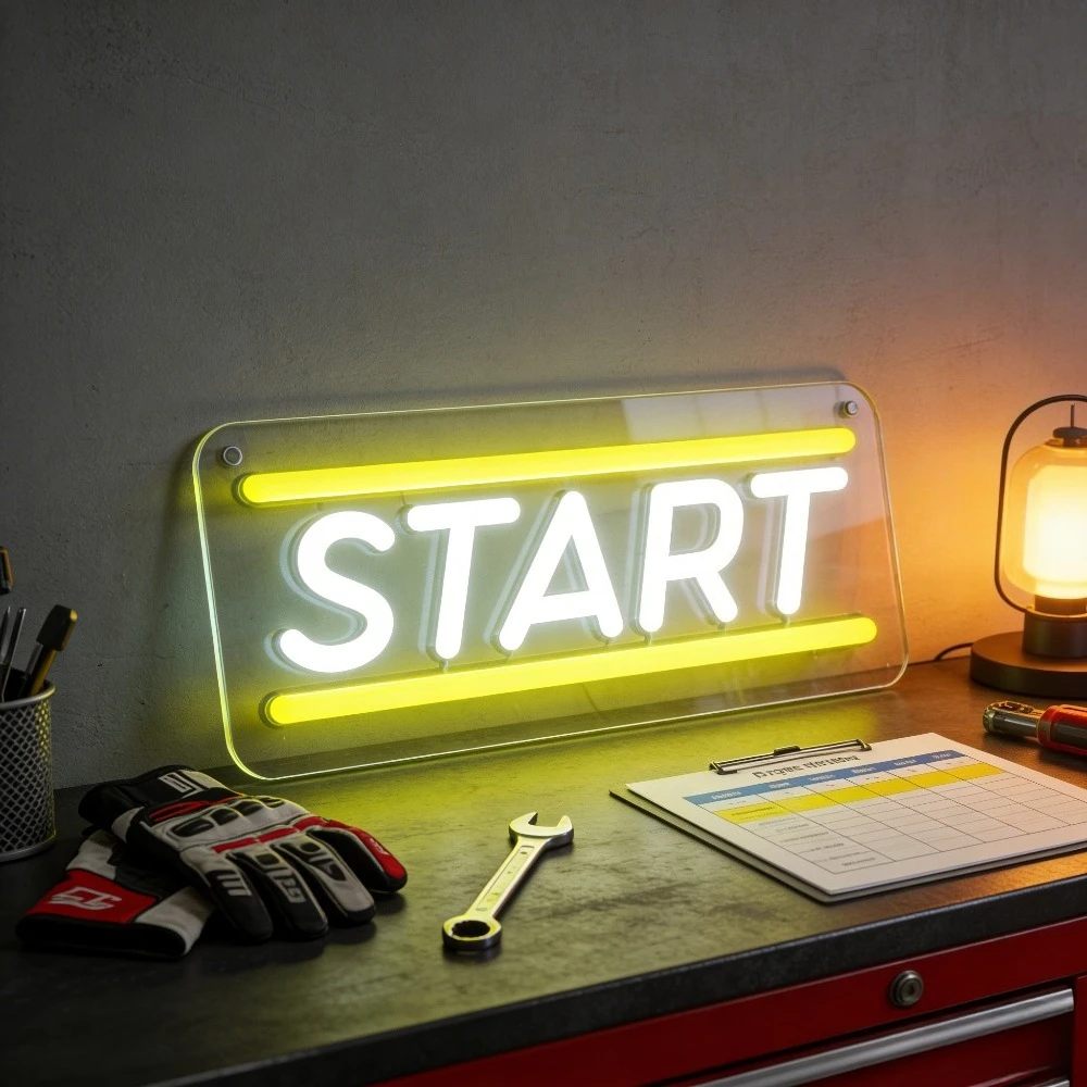 

START LED Neon Sign for Workshop Garage Office Decor Inspirational Project Wall Art Industrial Style Lighting Motivational Gift