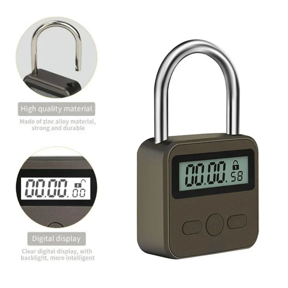 Smart Time Lock LCD Display Time Lock Multifunction Travel Electronic Timer Waterproof USB Rechargeable Temporary Timer Padlock