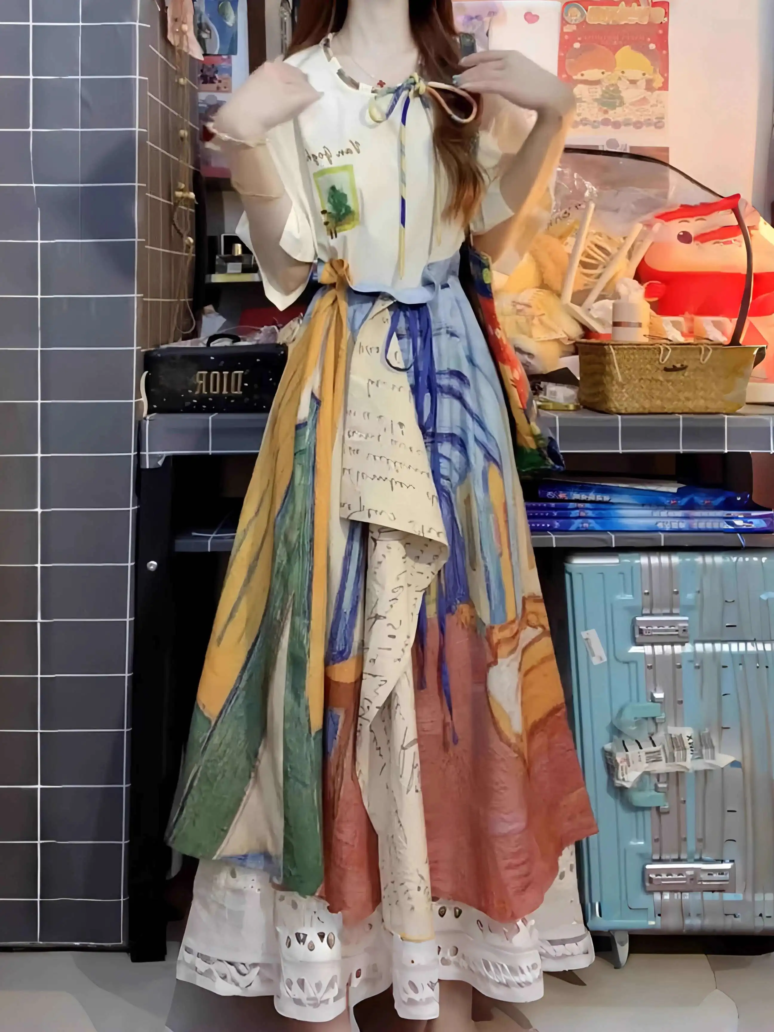 

Новая уникальная юбка большого размера, женские модные летние топы в стиле ретро, тонкая длинная юбка нестандартной формы, топы, комплект из двух предметов, женская одежда