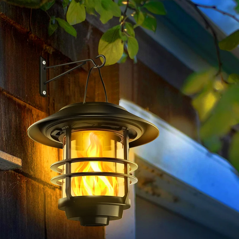 

Солнечные фонари для наружного сада с мерцающим эффектом пламени, подвесной светильник на солнечной энергии, водонепроницаемое настенное крепление для переднего крыльца