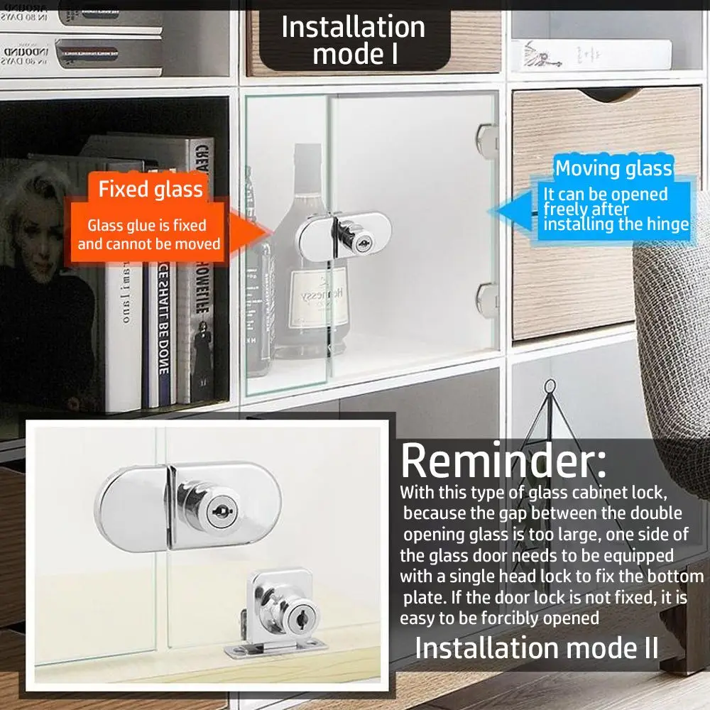 with Key Zinc Alloy Hardware Accessories Mall Display Window Lock Glass Cabinet Lock Cabinet Door Locks