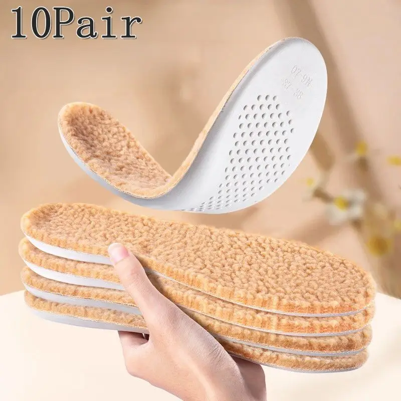 

1/5/10 пар хлопчатобумажной обуви, зимние теплые стельки, латексные стельки из овечьей шерсти, мягкая подошва для обуви, толстые плюшевые удобные подушечки для обуви