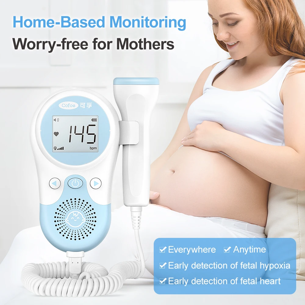 Cofoe Fetal Doppler Heartbeat Detector Baby for heart beat monitor LCD backlight Pulse Meter No Radiation Stethoscope