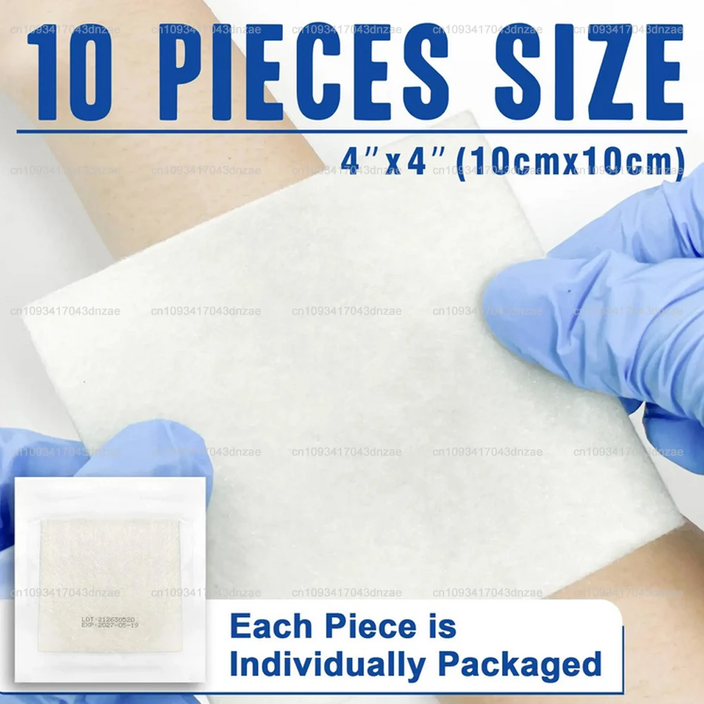 

10pcs 4"x4" Calcium Alginate Wound Dressing Soft and Absorbent Dressing Gauze, Non Stick Pads