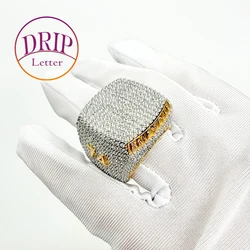 Drip Letter Custom Ring for Women Full Iced Out Cubic Zirconia Personalized Name Finger Charm Hip Hop Jewelry