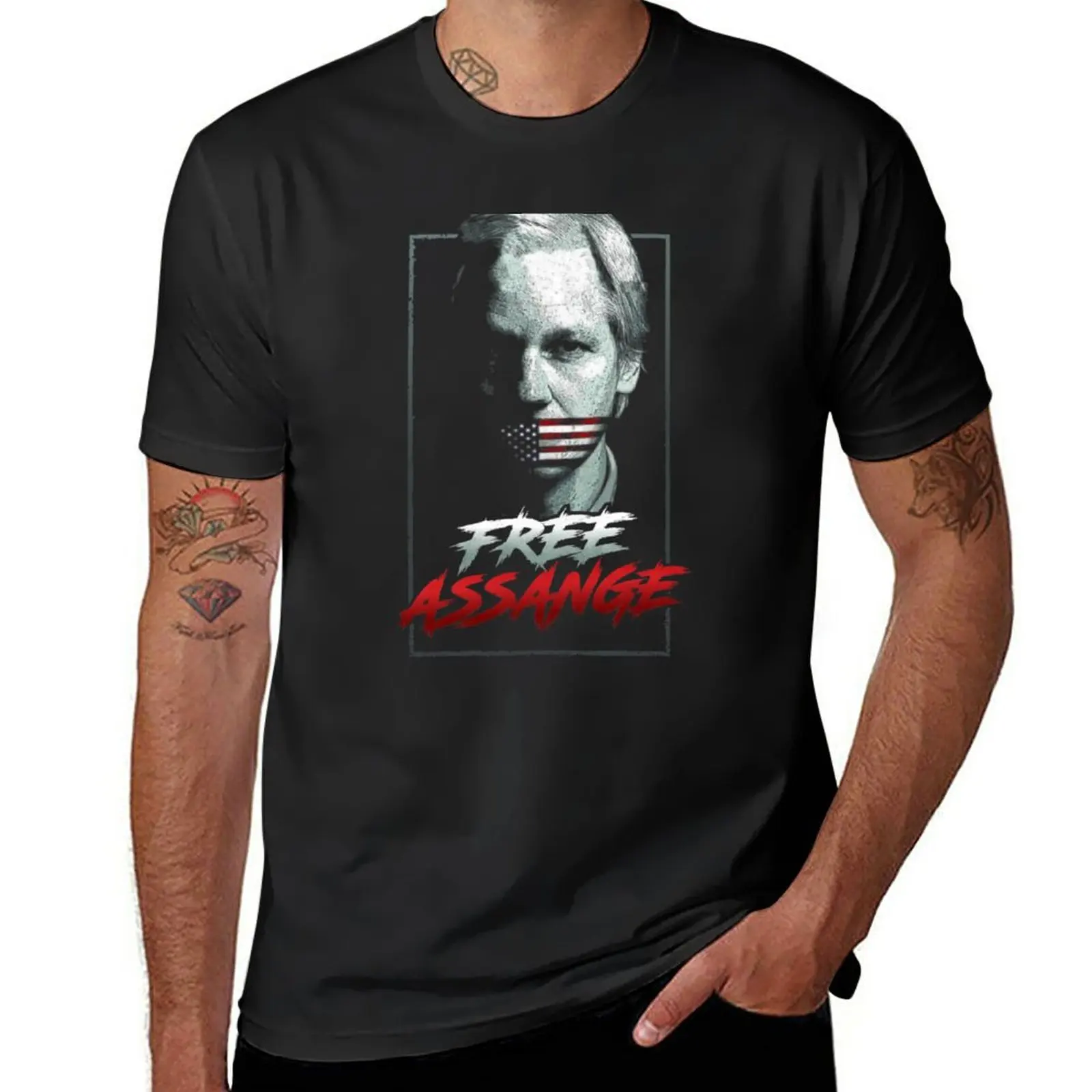 New JULIAN ASSANGE T-Shirt quick drying t-shirt graphics t shirt custom t shirt men t shirt