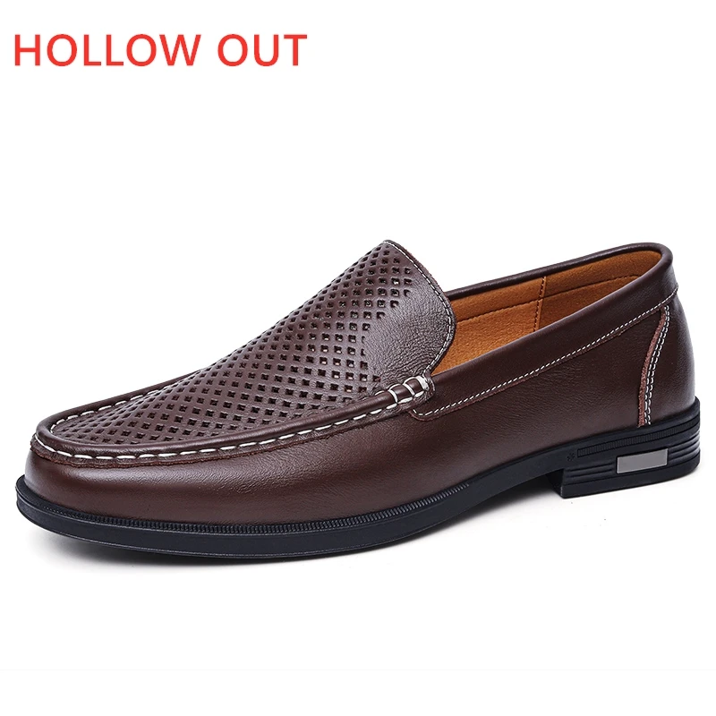

Summer Perforated Leather Loafer Shoes Breathable Slip on Dress Shoes for Men Women Formal Business Casual Comfortable Loafers