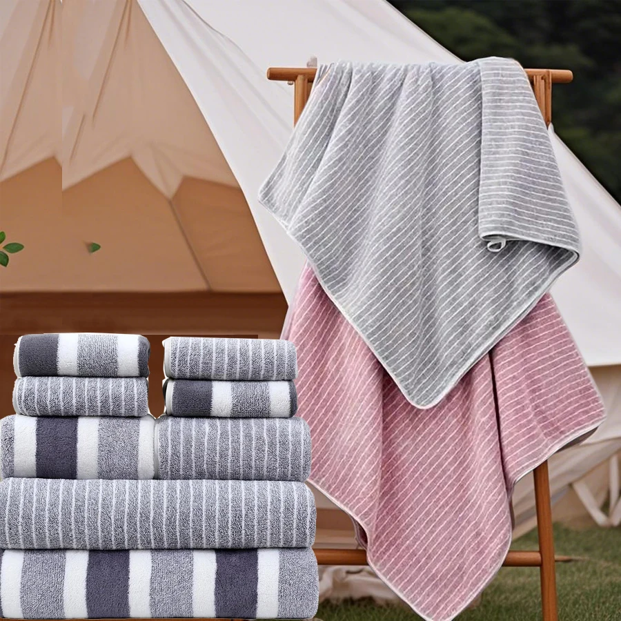 8 Pcs Bath Towel Set, Soft Coral Fleece  Absorbent Quick Dry Towels for Home, Hotel, Bathroom and Travel Use