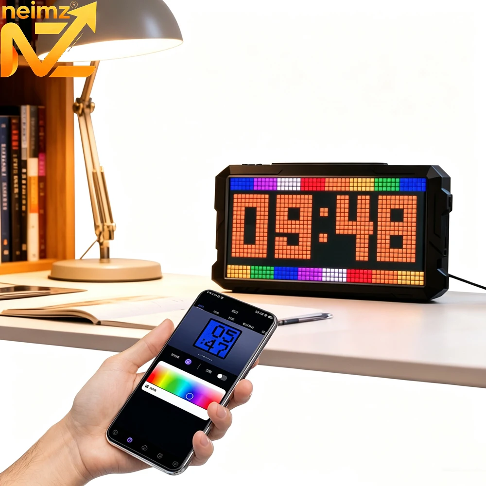 Image of LED-Matrix-Pixel-Display-Bildschirm Wecker DIY Graffiti-Animations-Zeichenpanel RGB-Nachtlicht für Spielzimmer-Dekoration Geschenkidee