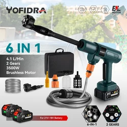 YOFIDRA 200Bar Brushless Electric High Pressure Washer Water Gun 6IN1 Cordless Car Washer Cleaning Garden For Makita Battery Pin