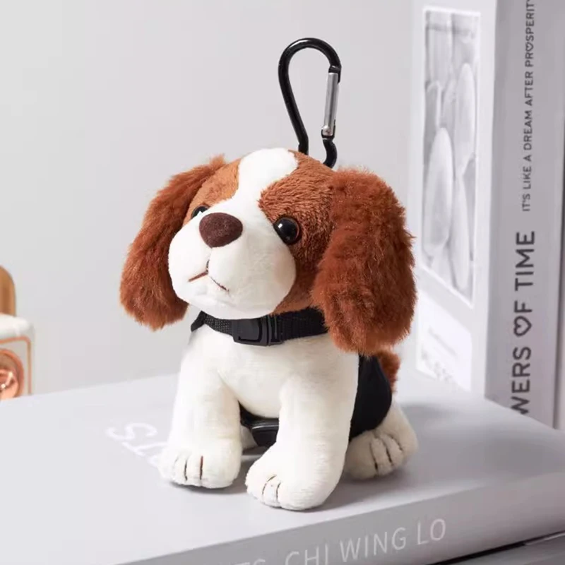 Springer Spaniel Police Rescue Hound Dog Pendant Hunt Puppy Key Ring Bag Decoration Plush Toy Stuffed Doll Girl Boy Friend Gift