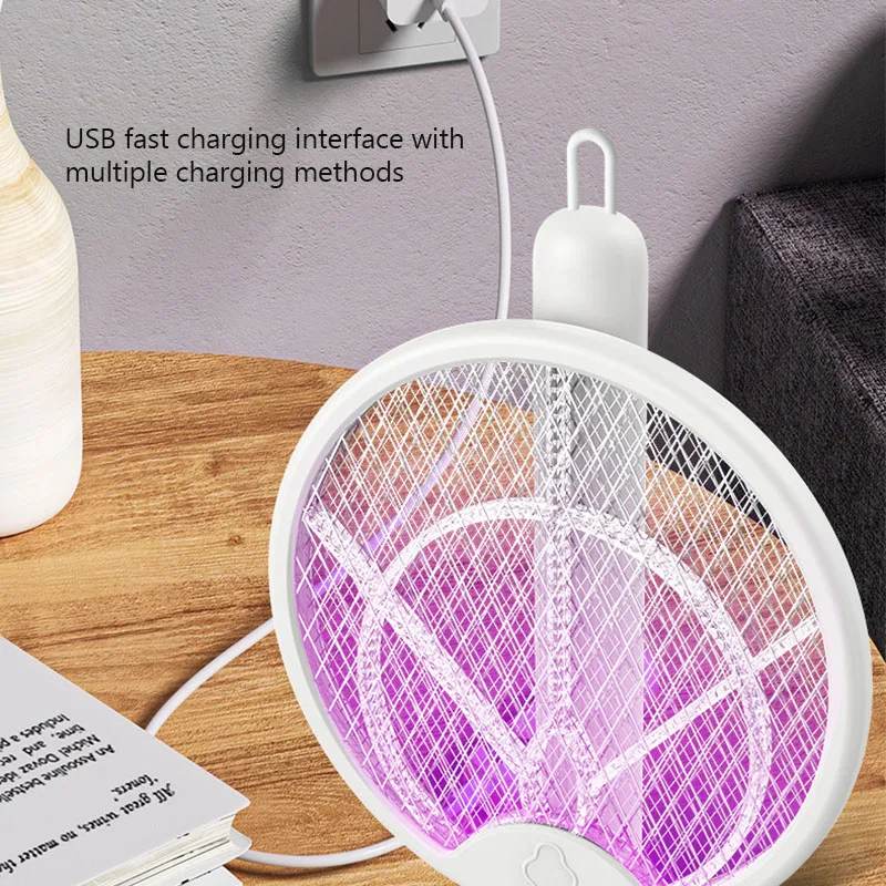 Matamoscas eléctrico plegable 4 en 1, lámpara repelente de mosquitos recargable por USB con luz UV, 3000V