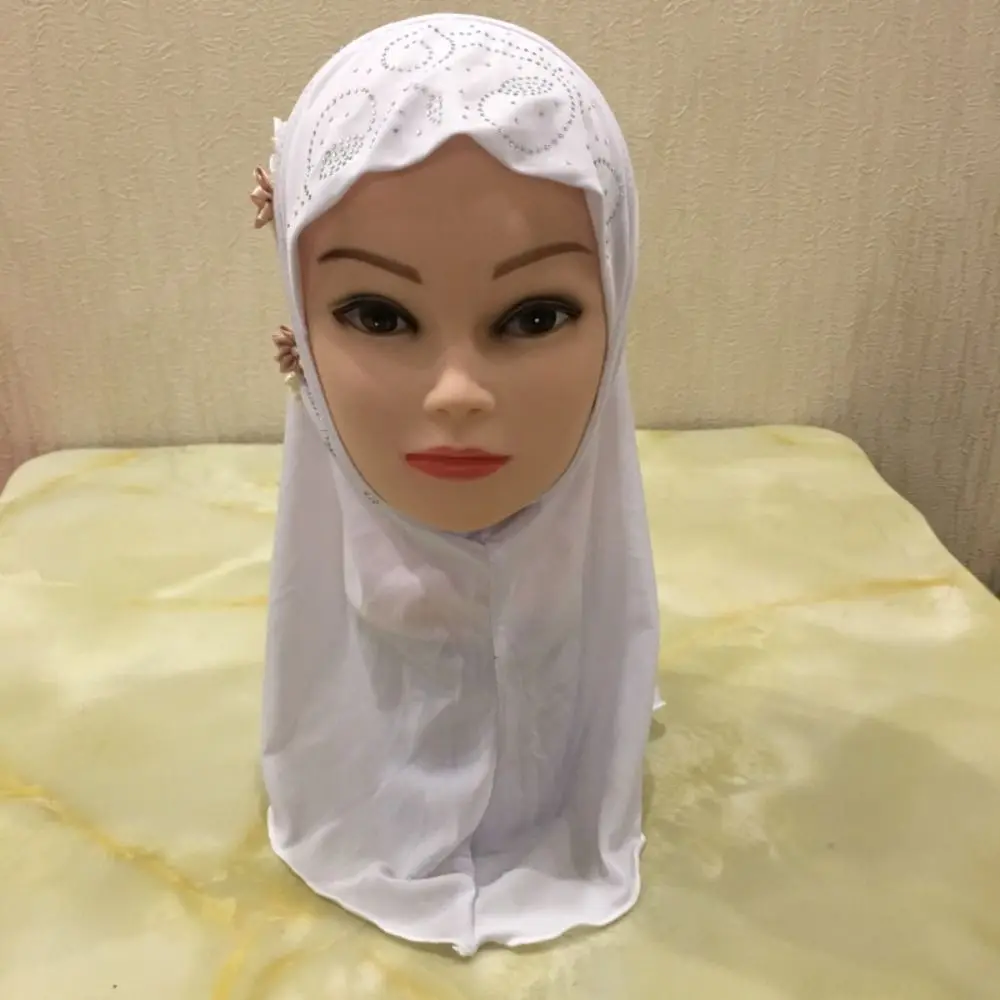 Beaux fleurs Hijab bandeau écharpe islamique enfants foulard fille bandeaux