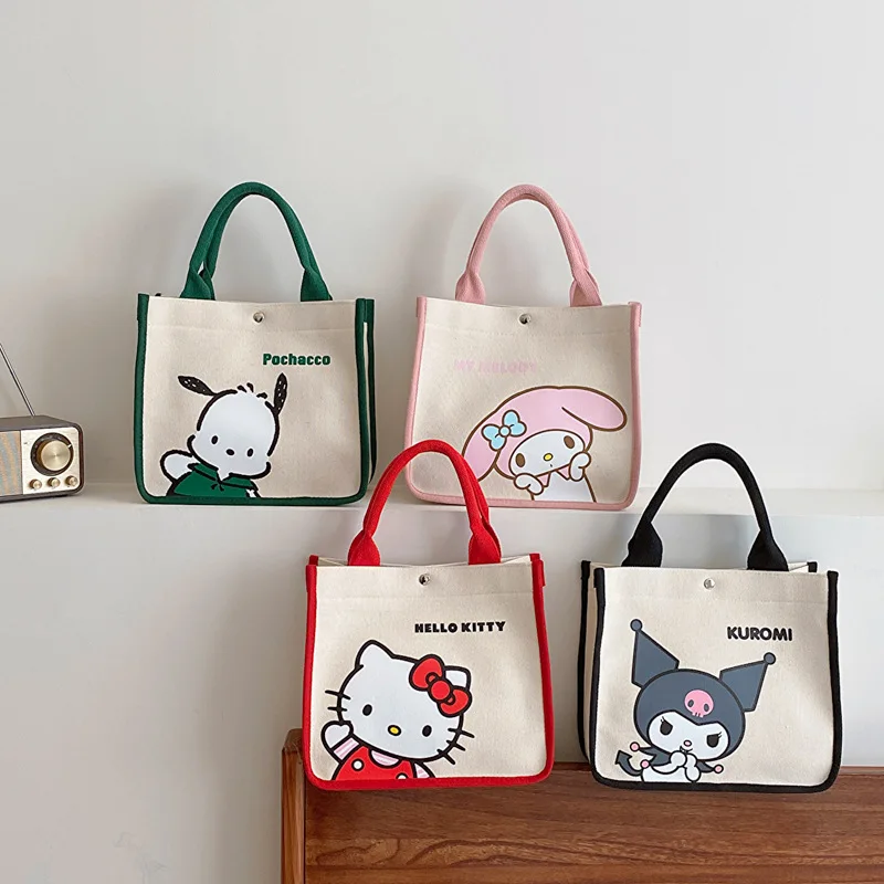 

Милая холщовая сумка Hello Kitty: вместительная сумка для обедов и многофункциональная косметичка для молодых девушек на каждый день
