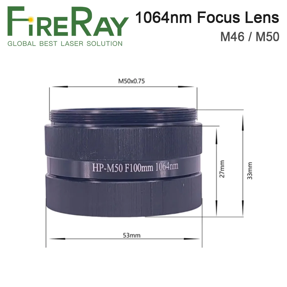 FireRay Laser Focus Lens M46 M50 Combined Screws Focus 100 110 120 150 200mm for YAG Laser Welding Machine