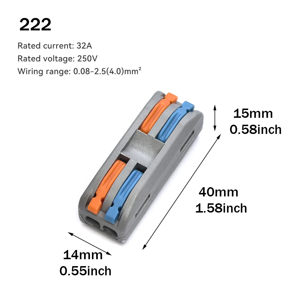 20/50pcs Mini Quick Wire Connector, 2-In 2-Out Purple Copper Conductive Universal Electrical Push-in Lighting Terminal Connector