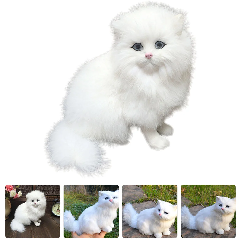 Toys Furry Cat Model Fake Multifunction Simulation White Lovely Realistic Child