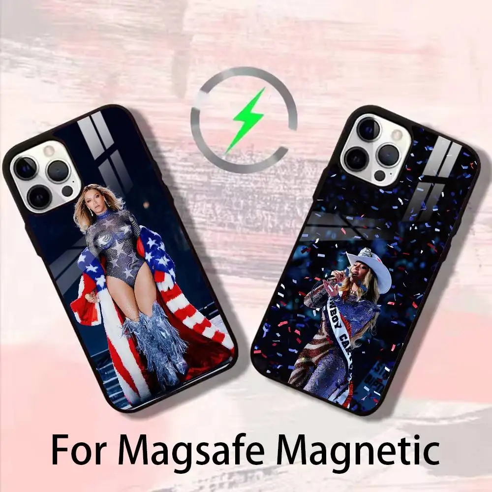 

B-Beyonce Phone Case For iPhone 17 16 15 14 13 12 Pro Max Plus for Magsafe Mirror Wireless Magnetic Cover