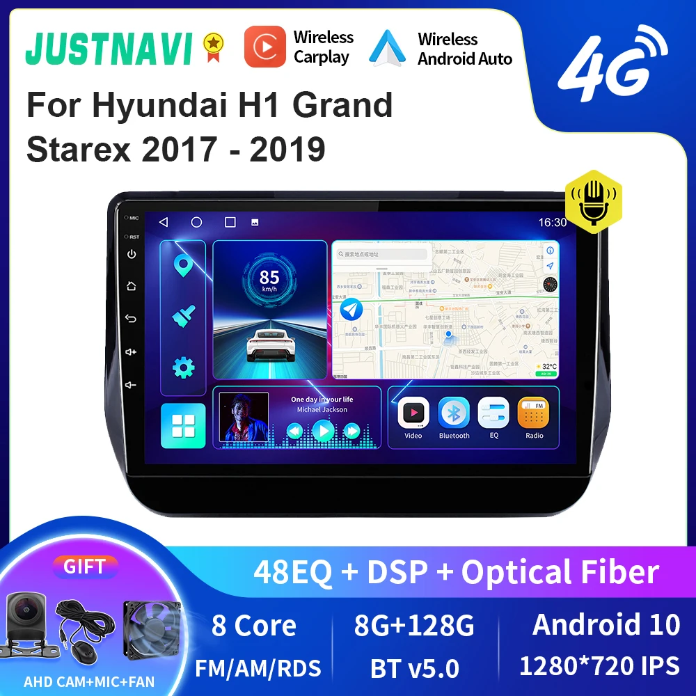 

JUSTNAVI QT10 беспроводной CarPlay Android Авторадио для Hyundai H1 Grand Starex 2017 - 2019 стерео Мультимедийный видеоплеер GPS BT