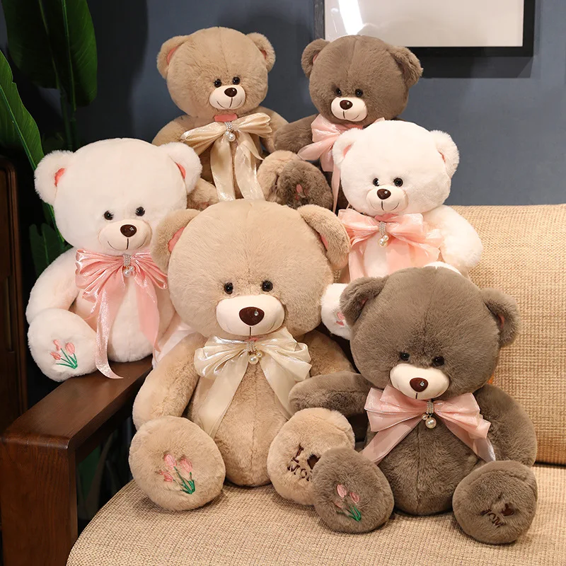 

30-55cmCute Little Bear Wear Bow Tie Plush Toys Cartoon Stuffed Animals Bears Nose Studded with Diamonds Dolls for Girls Gifts