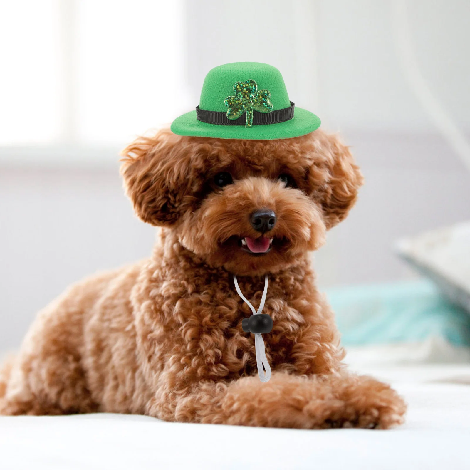 Fantasia de trevo de poliéster para animais de estimação, chapéu, gravata, coleira, dia de St Patrick, cachorro, gato, roupa superior, roupas de arco, acessórios fofos, festa irlandesa