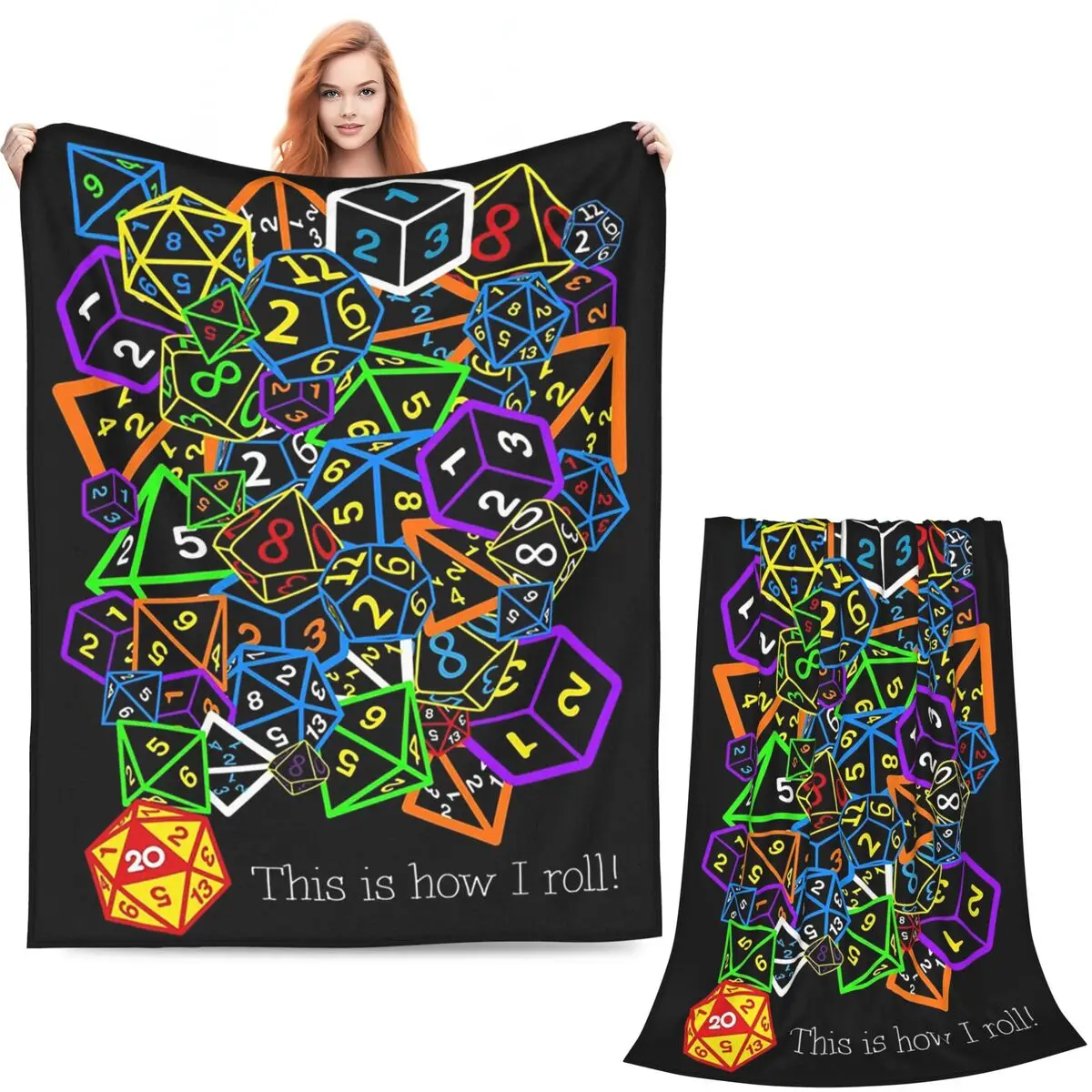 D&D (Dungeons And Dragons) This Is How I Roll Blanket   Flannel Throw Blanket Plush for Bed Living room Picnic Travel Home Couch